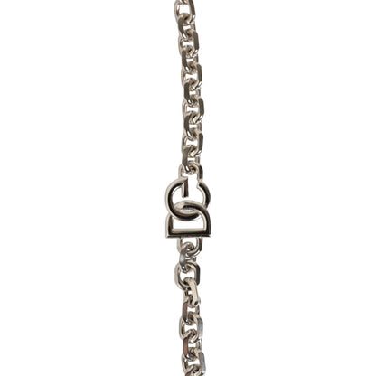 Dolce & Gabbana Black Leather Shoulder Strap with Pearls and Brass Chain