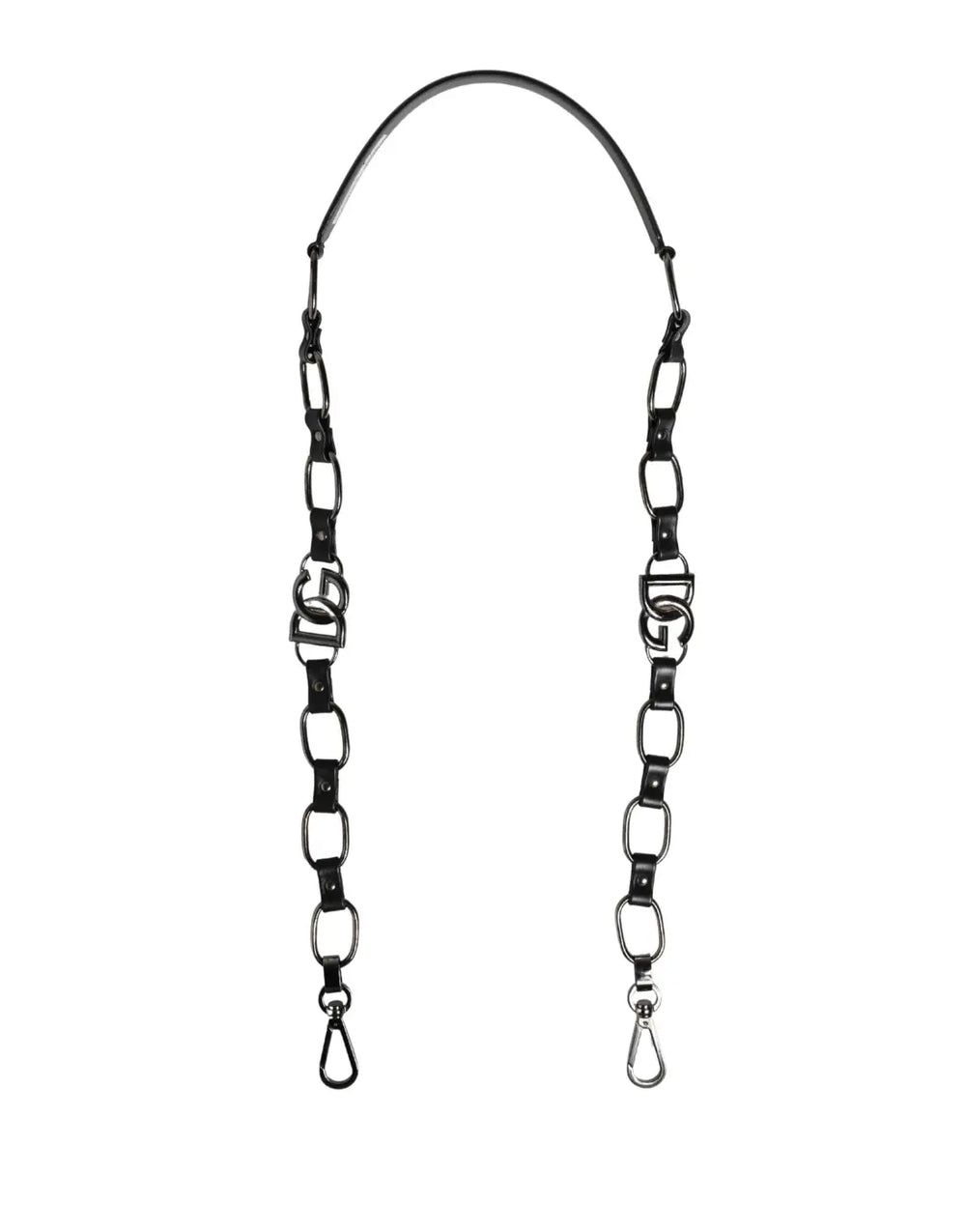 Dolce & Gabbana - Black Leather Silver Chain Bag Accessory Shoulder Strap