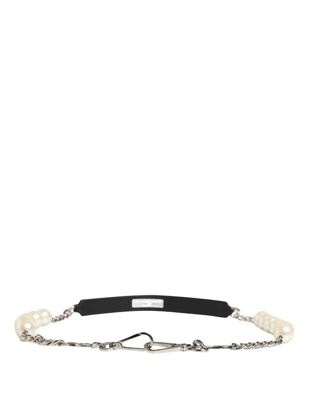 Dolce &amp; Gabbana Black Leather Silver Chain Bag Accessory Shoulder Strap