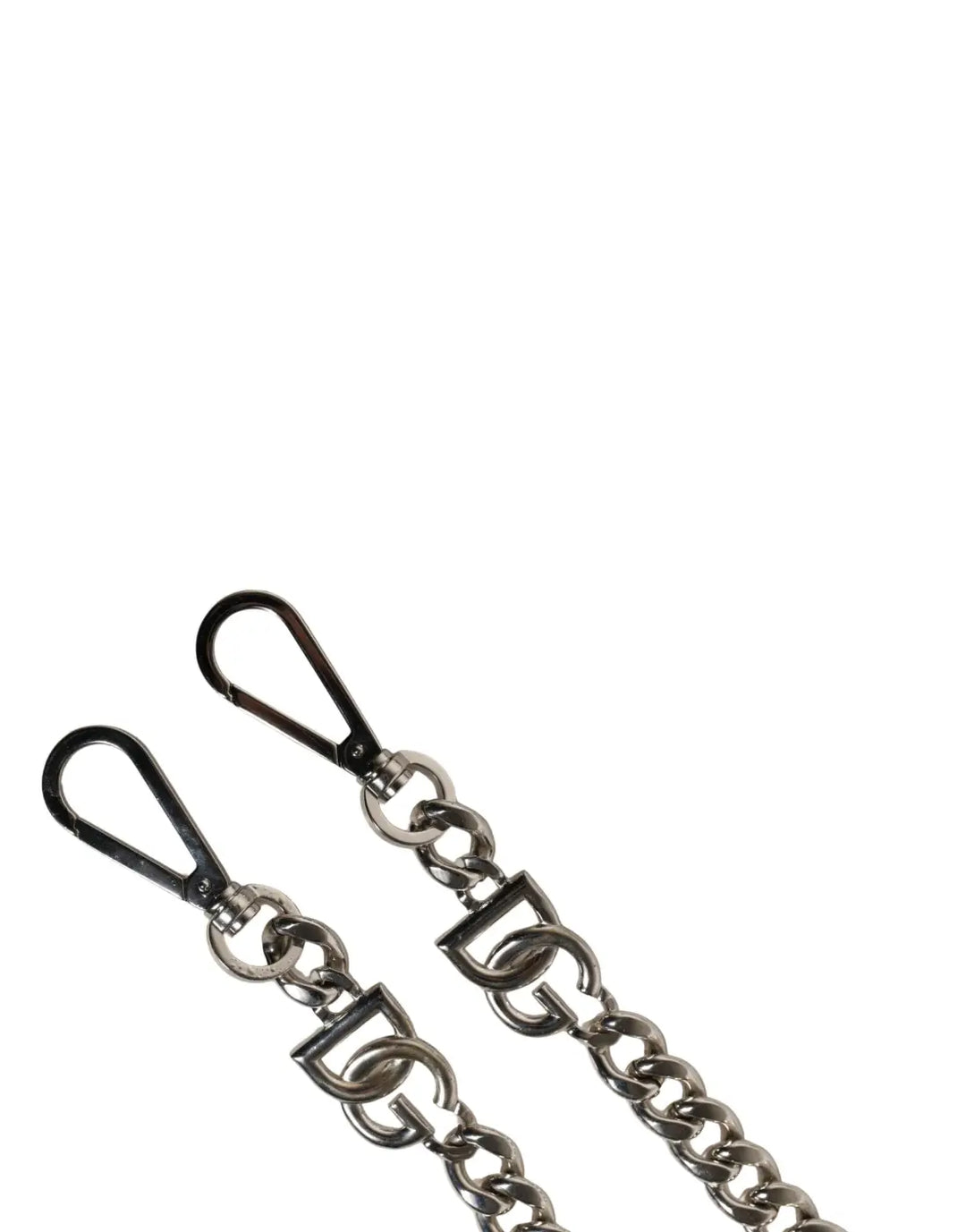 Dolce &amp; Gabbana Black Leather Silver Chain Bag Accessory Shoulder Strap