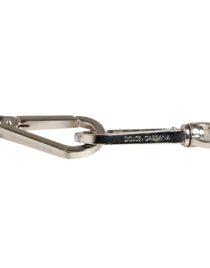 Dolce &amp; Gabbana Black Leather Silver Chain Bag Accessory Shoulder Strap