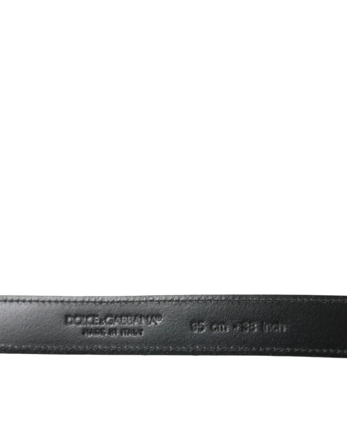Dolce &amp; Gabbana Black Leather Silver Metal Buckle Belt