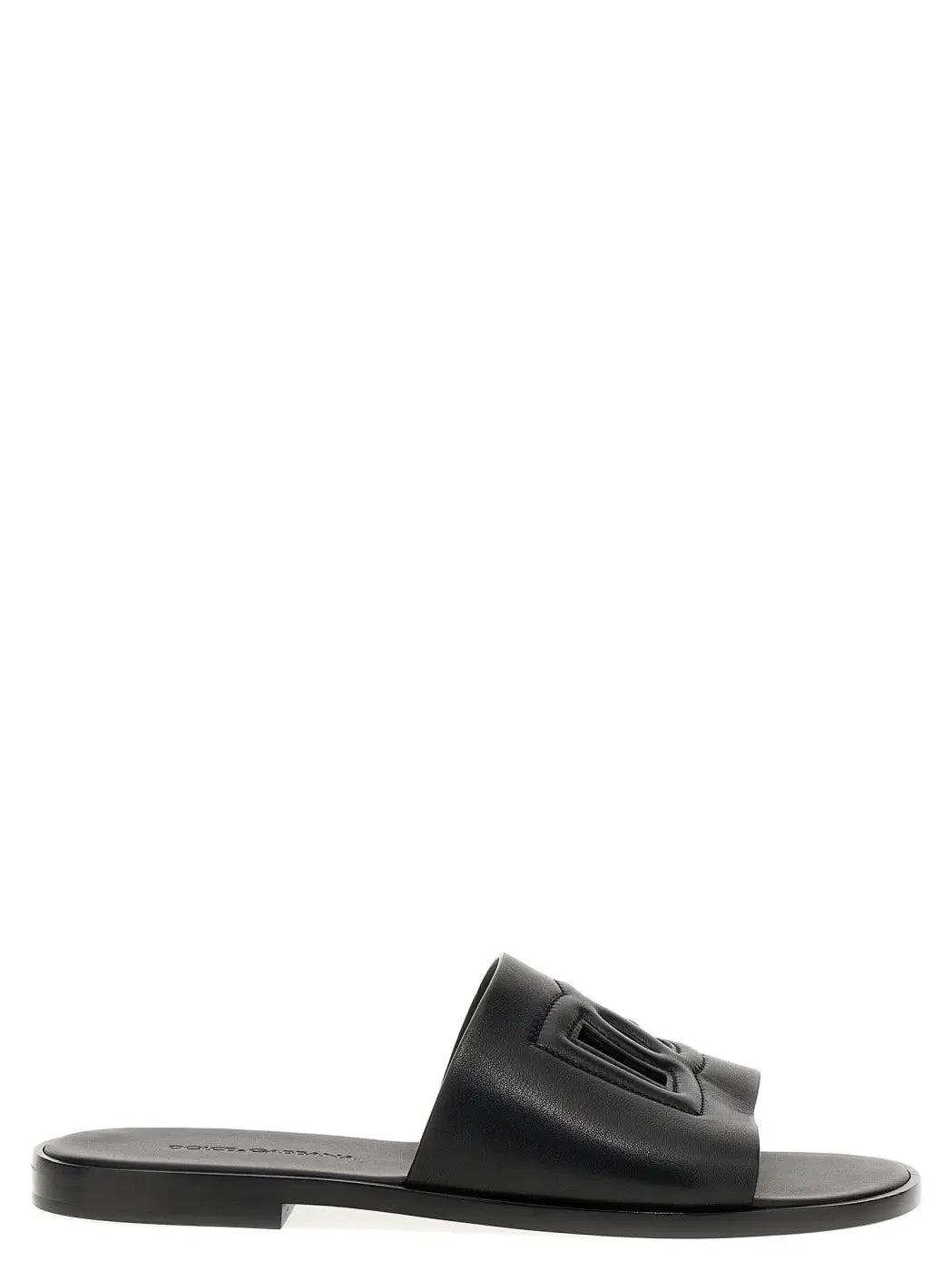 Dolce &amp; Gabbana Black Leather Slides