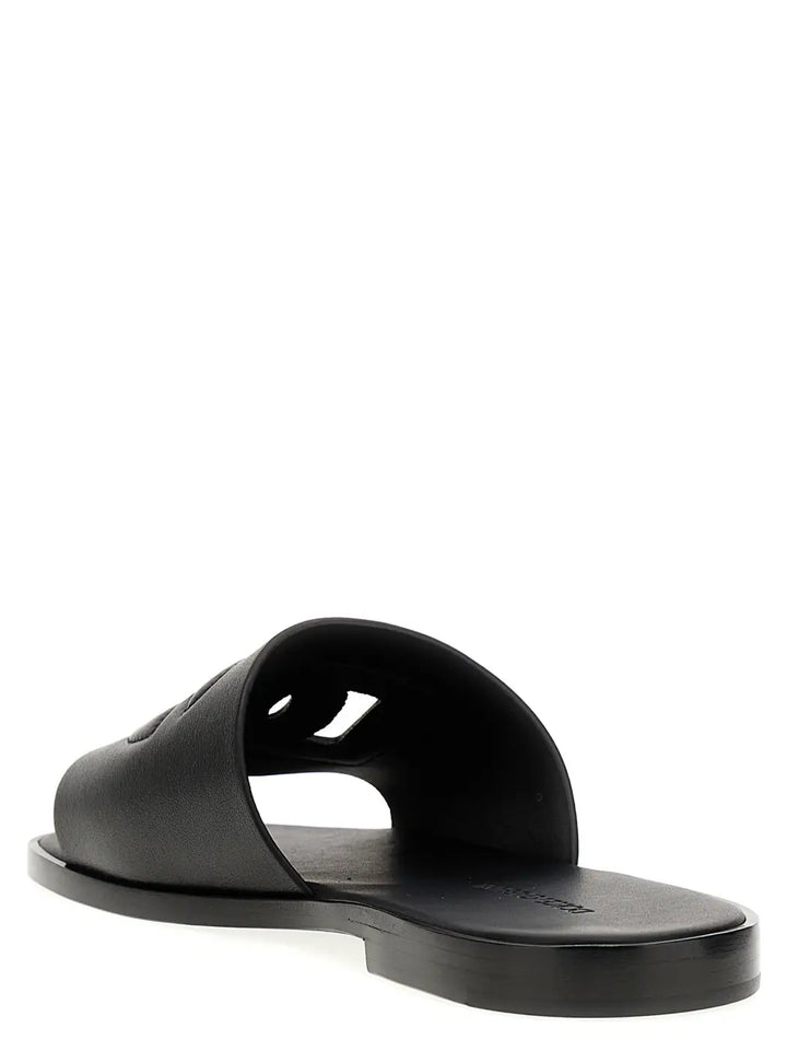Dolce &amp; Gabbana Black Leather Slides