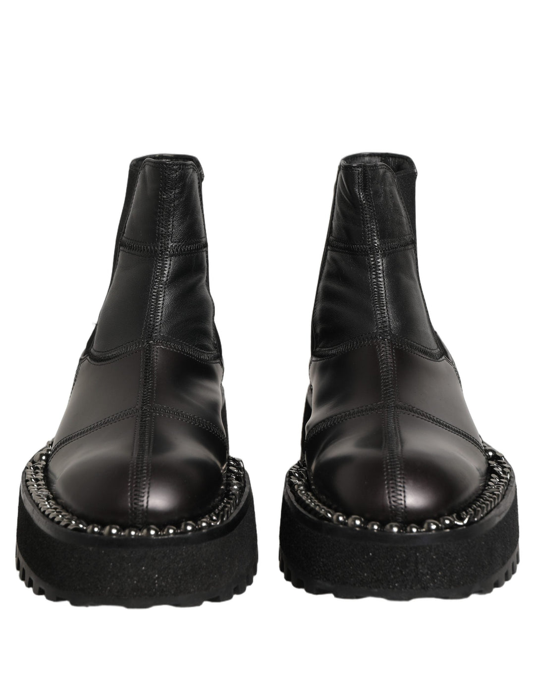 Dolce &amp; Gabbana Black Leather Slip on Chelsea Boots Shoes