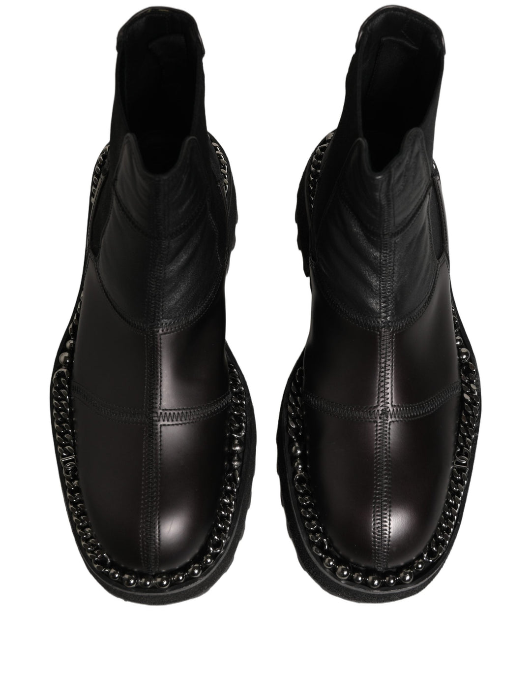Dolce &amp; Gabbana Black Leather Slip on Chelsea Boots Shoes