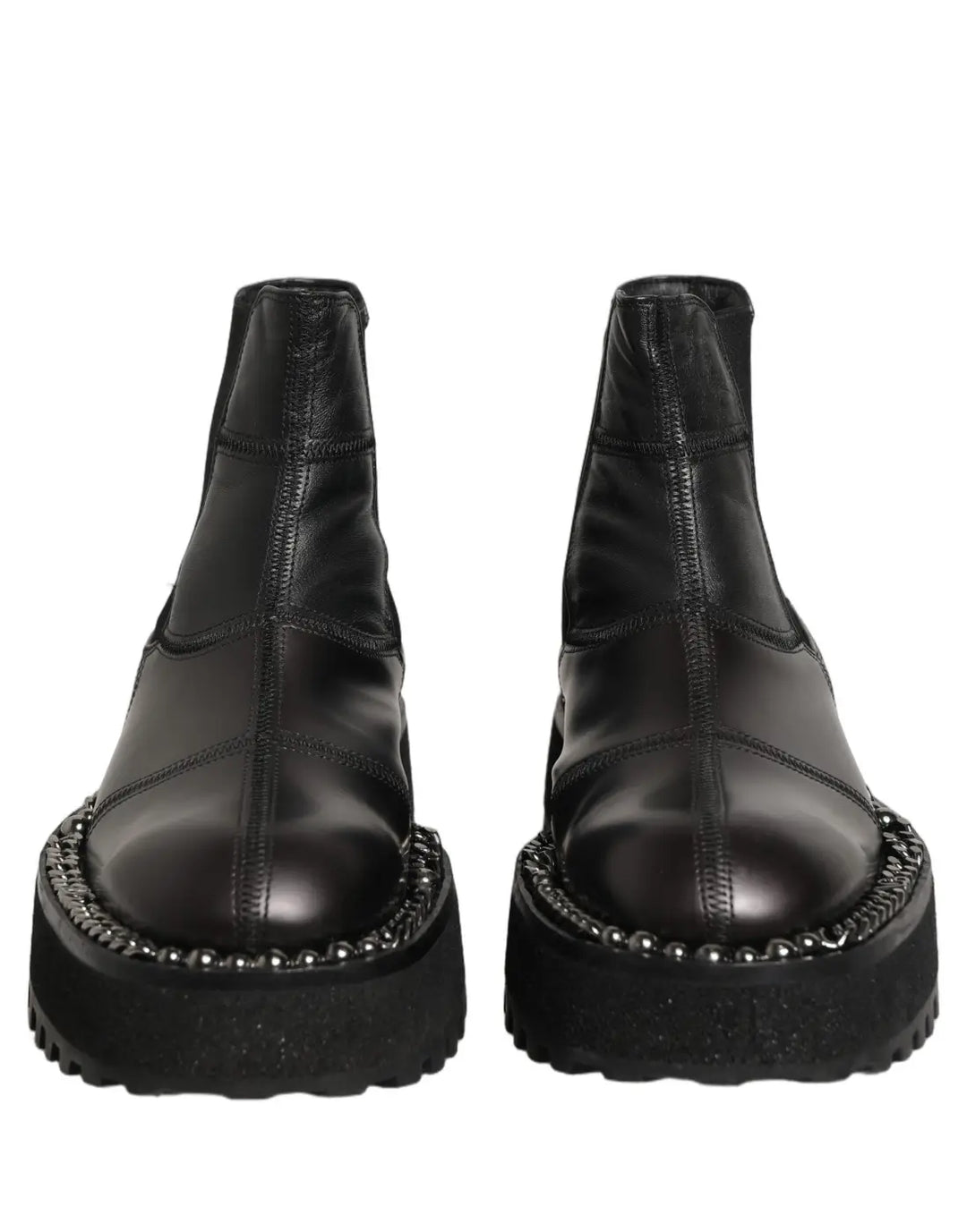 Dolce &amp; Gabbana Black Leather Slip On Chelsea Boots Shoes