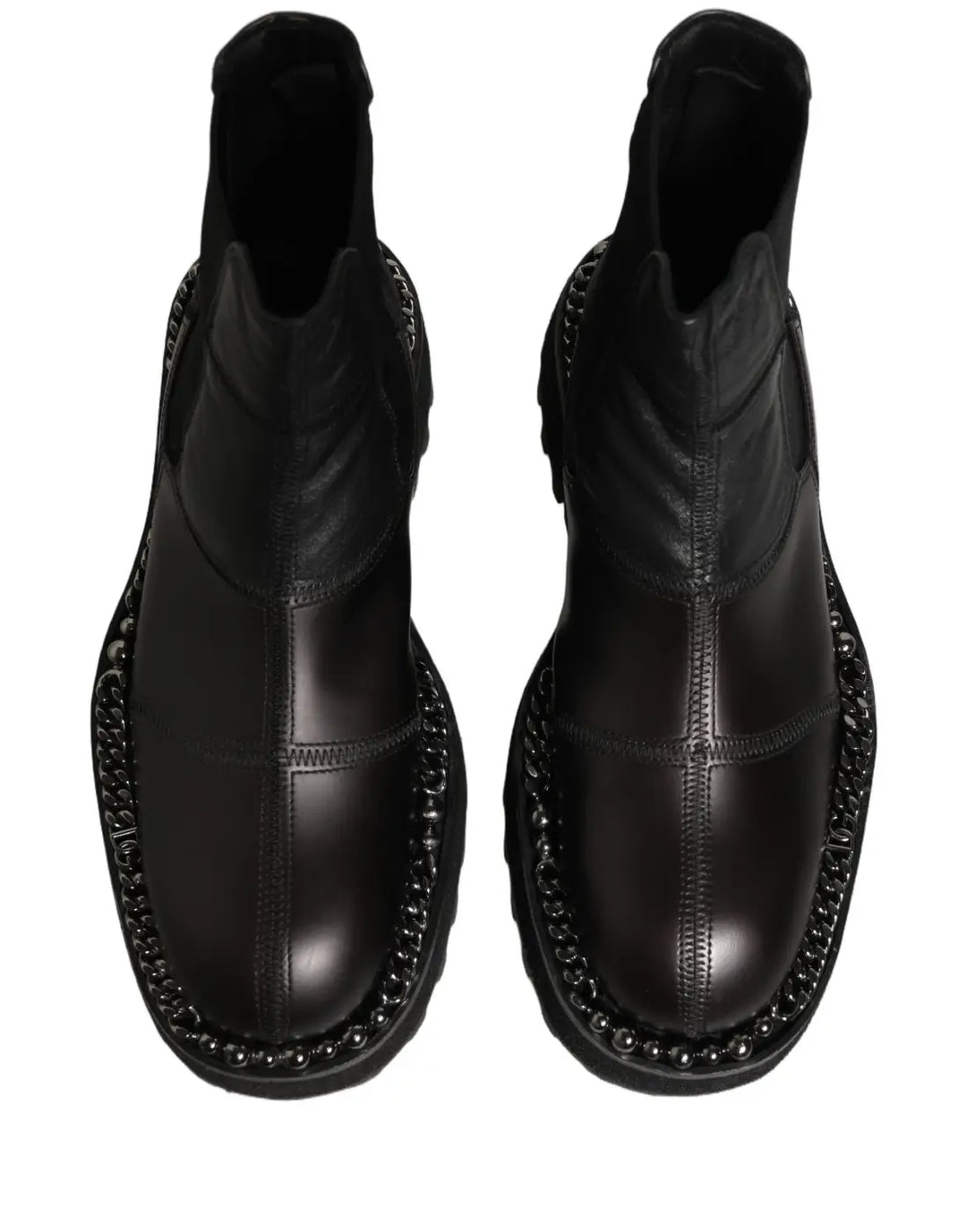 Dolce &amp; Gabbana Black Leather Slip On Chelsea Boots Shoes