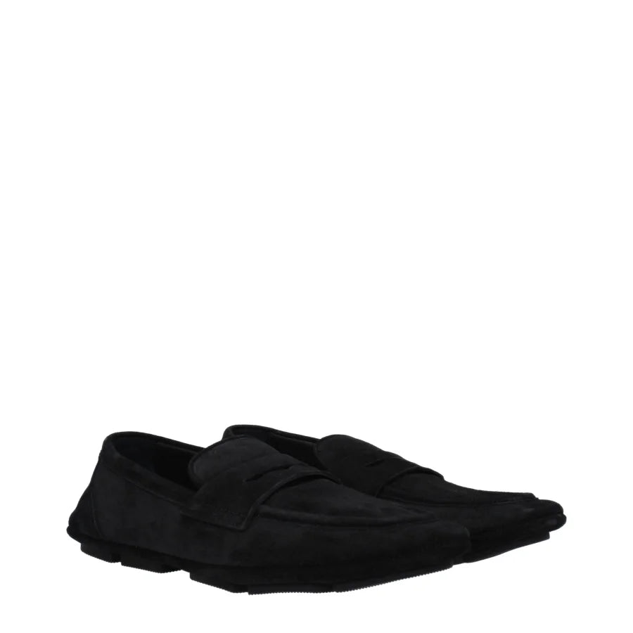 Dolce &amp; Gabbana Black Leather Slip-On Loafers