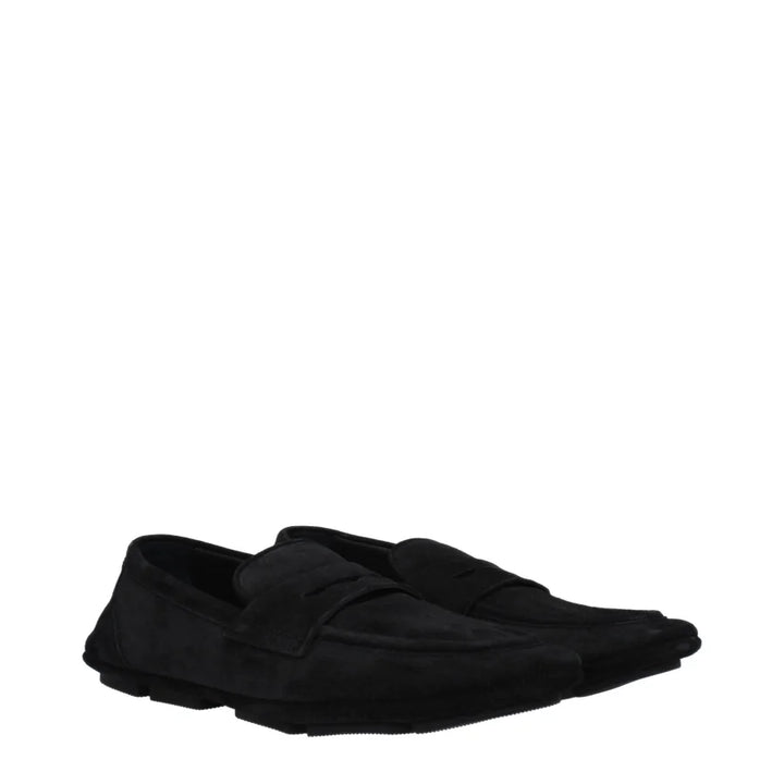 Dolce &amp; Gabbana Black Leather Slip-On Loafers