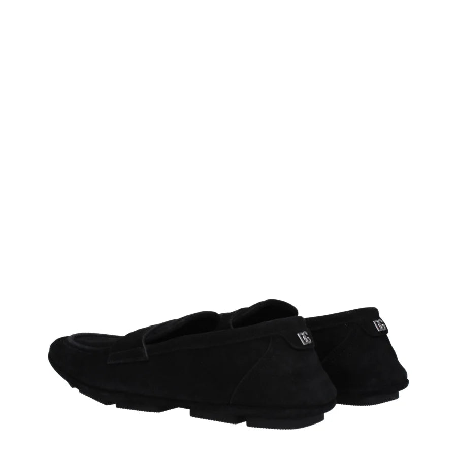 Dolce &amp; Gabbana Black Leather Slip-On Loafers