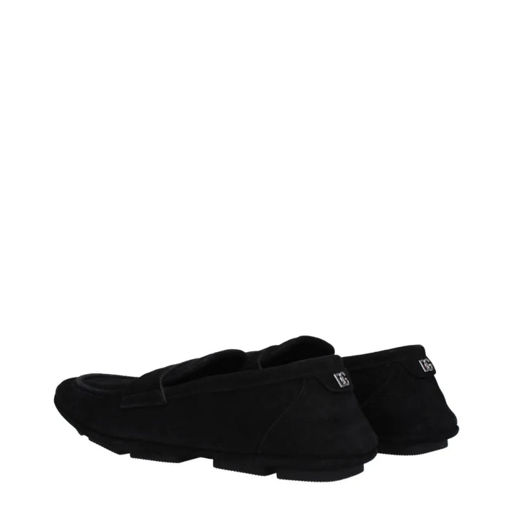 Dolce &amp; Gabbana Black Leather Slip-On Loafers