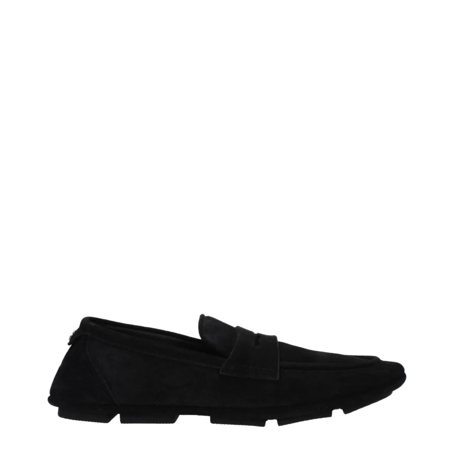 Dolce &amp; Gabbana Black Leather Slip-On Loafers