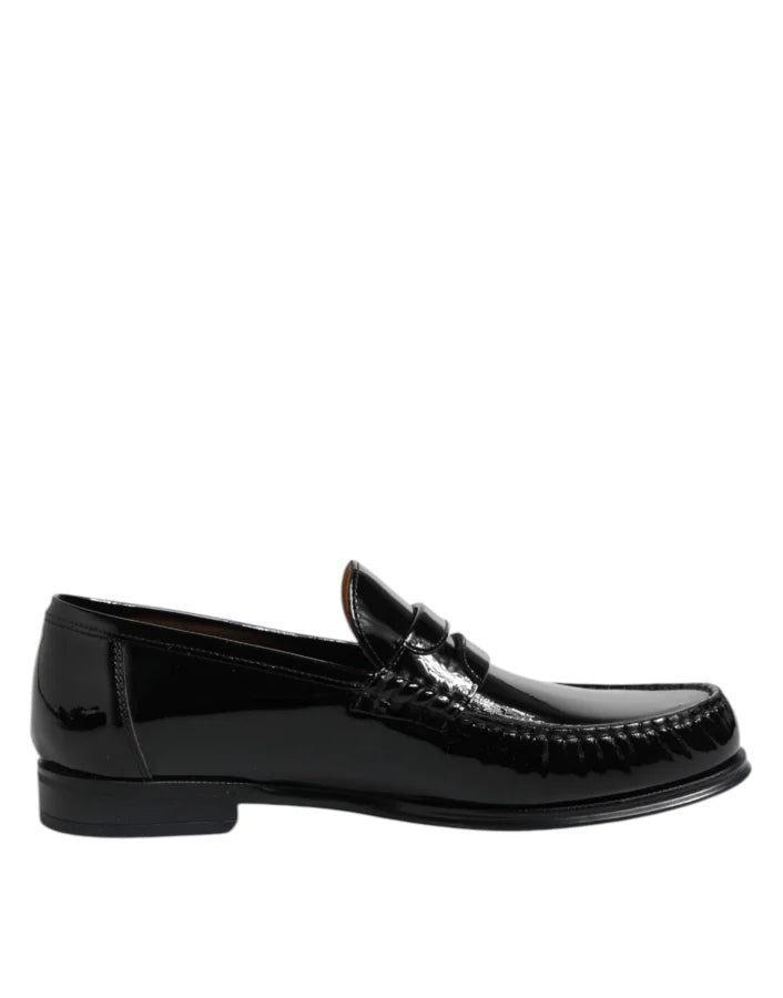Dolce & Gabbana Black Leather Slip On Loafers Dress Shoes