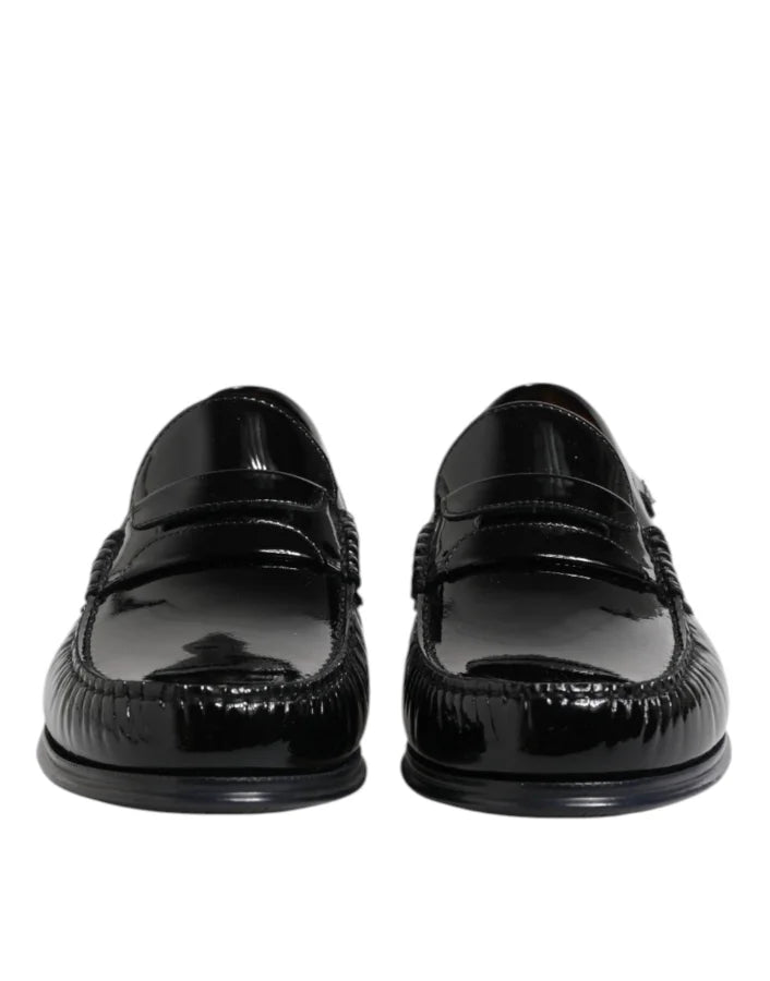 Dolce & Gabbana Black Leather Slip On Loafers Dress Shoes