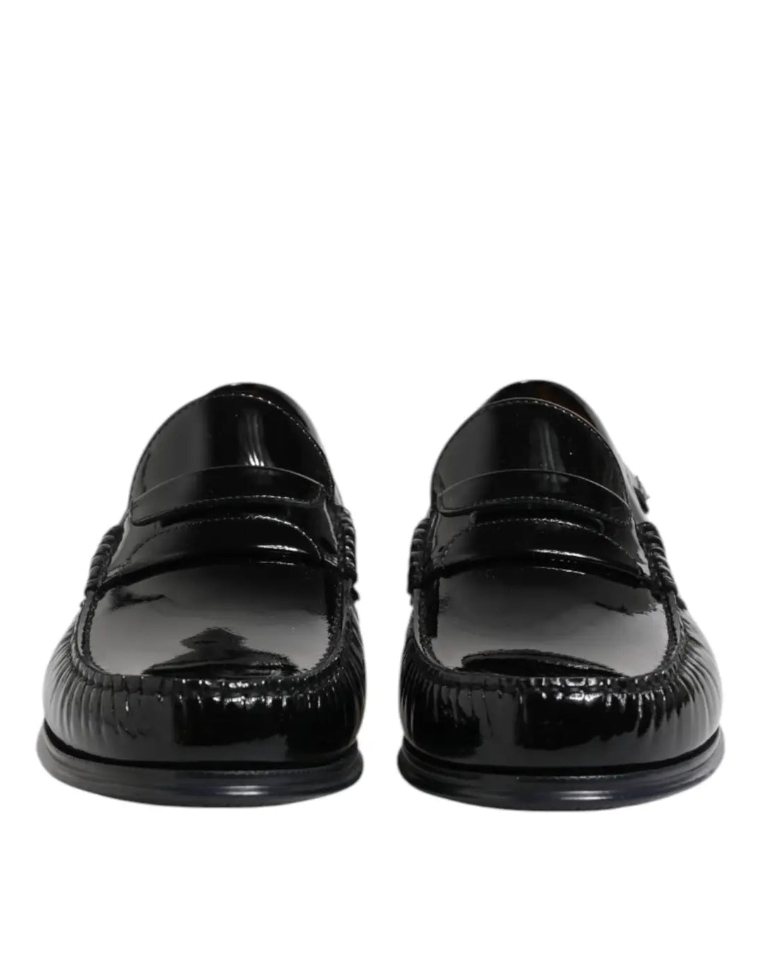 Dolce &amp; Gabbana Black Leather Slip On Loafers Dress Shoes