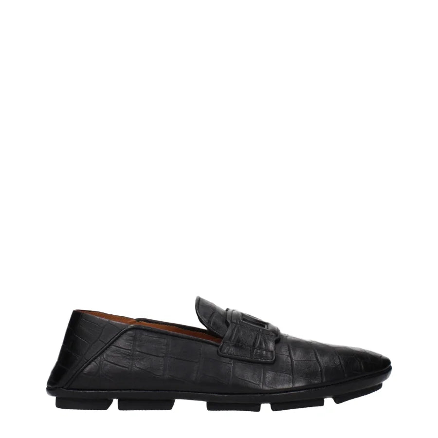 Dolce & Gabbana Black Leather Slip-On Loafers