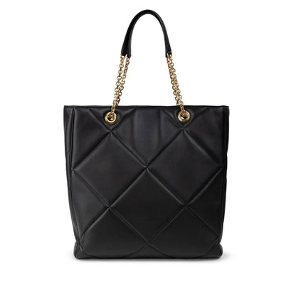 Dolce & Gabbana Black Leather Tote Bag with Gold Chain Handles