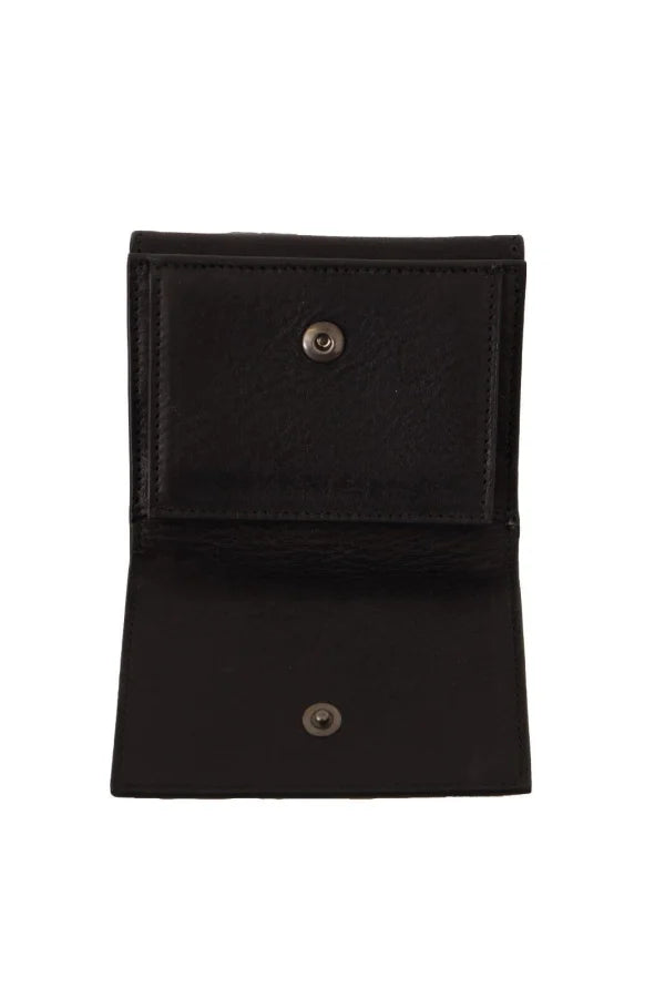 Dolce &amp; Gabbana Black Leather Trifold Purse Belt Multi Kit Wallet