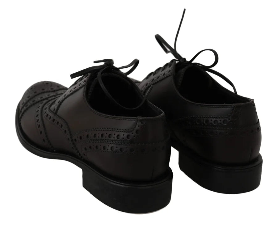 Dolce & Gabbana Black Leather Wingtip Oxford Dress Shoes