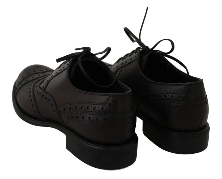 Dolce & Gabbana Black Leather Wingtip Oxford Dress Shoes