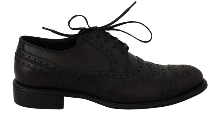 Dolce & Gabbana Black Leather Wingtip Oxford Dress Shoes