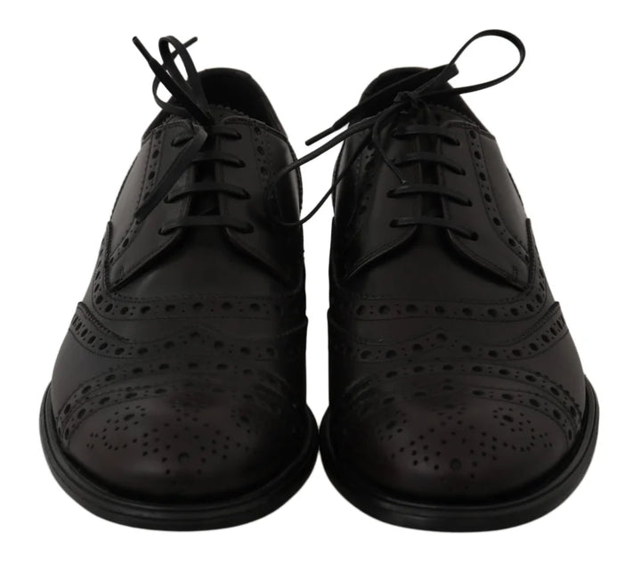 Dolce & Gabbana Black Leather Wingtip Oxford Dress Shoes