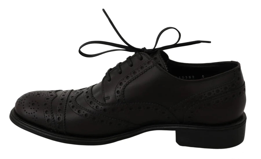 Dolce & Gabbana Black Leather Wingtip Oxford Dress Shoes