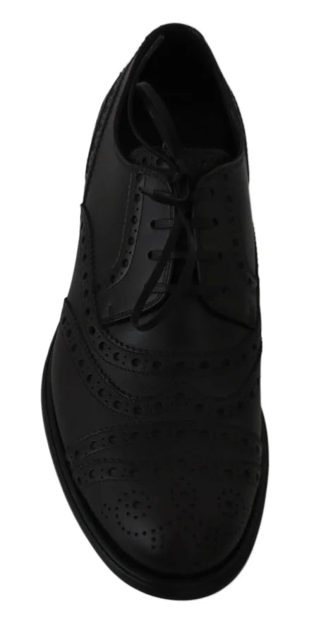 Dolce & Gabbana Black Leather Wingtip Oxford Dress Shoes