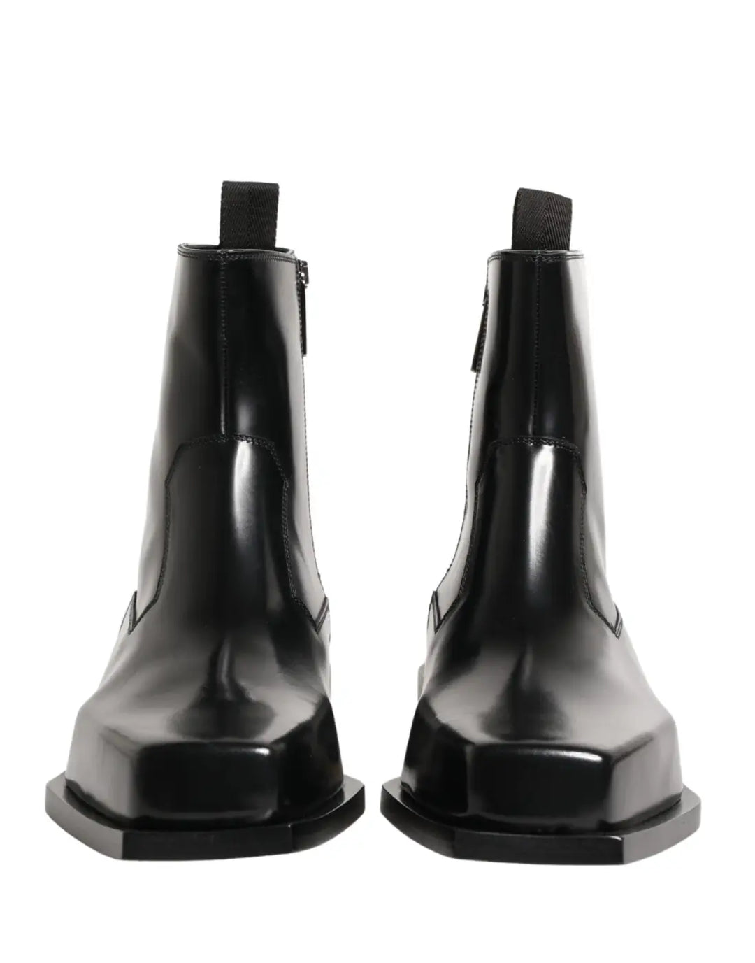 Dolce &amp; Gabbana Black Leather Zip Closure Ankle Boots Shoes