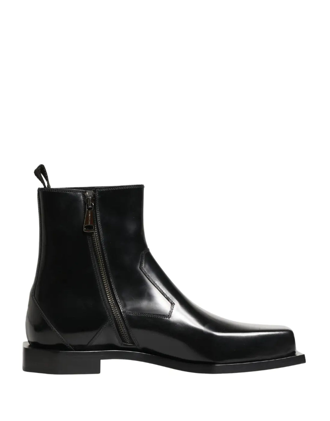 Dolce &amp; Gabbana Black Leather Zip Closure Ankle Boots Shoes