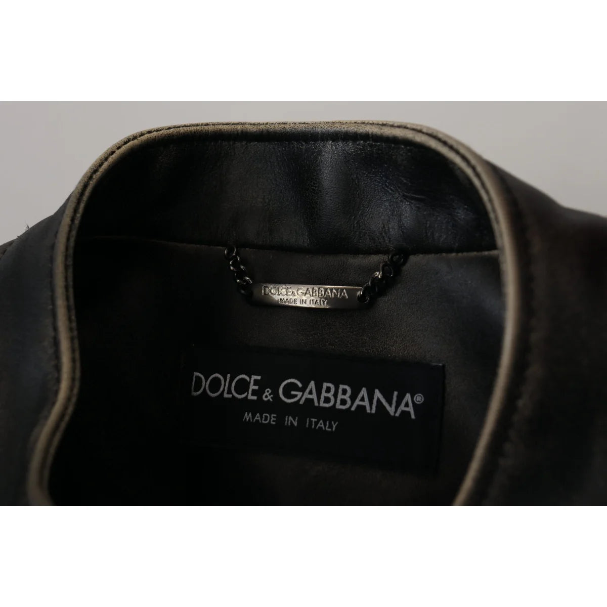 Dolce & Gabbana Black Leather Zipper Biker Coat Jacket