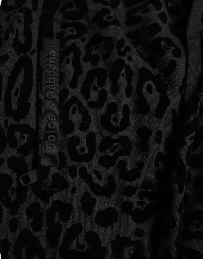 Dolce &amp; Gabbana Black Leopard Cotton Slim Fit Jogger Pants