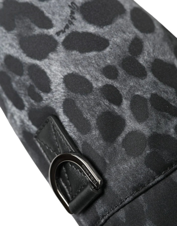 Dolce &amp; Gabbana Black Leopard Round Slim Tote Bottle Cage Bag