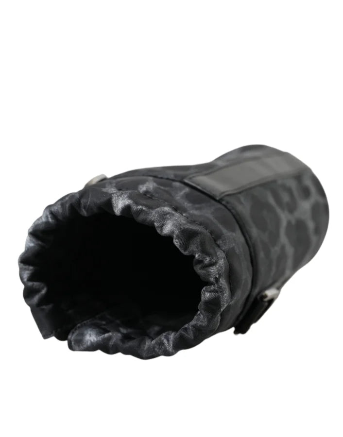 Dolce &amp; Gabbana Black Leopard Round Slim Tote Bottle Cage Bag