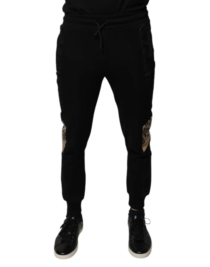 Dolce &amp; Gabbana Black Leopard Slim Fit Jogger Pants