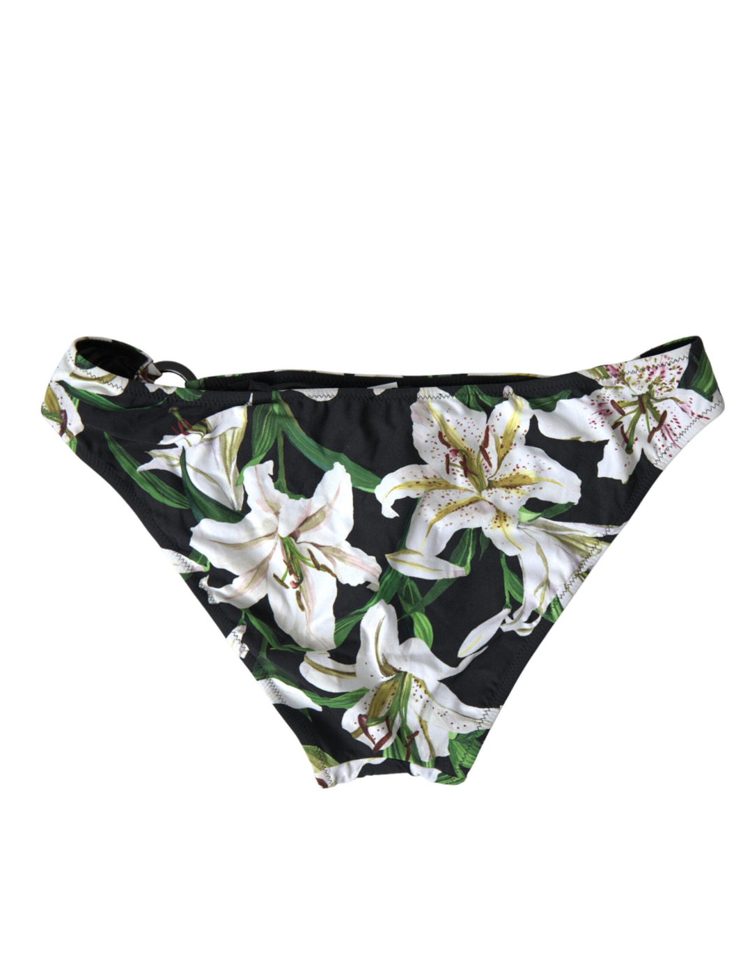 Dolce &amp; Gabbana Black Lily Print Swimwear Bottom Beachwear Bikini - Women’s Swim Briefs