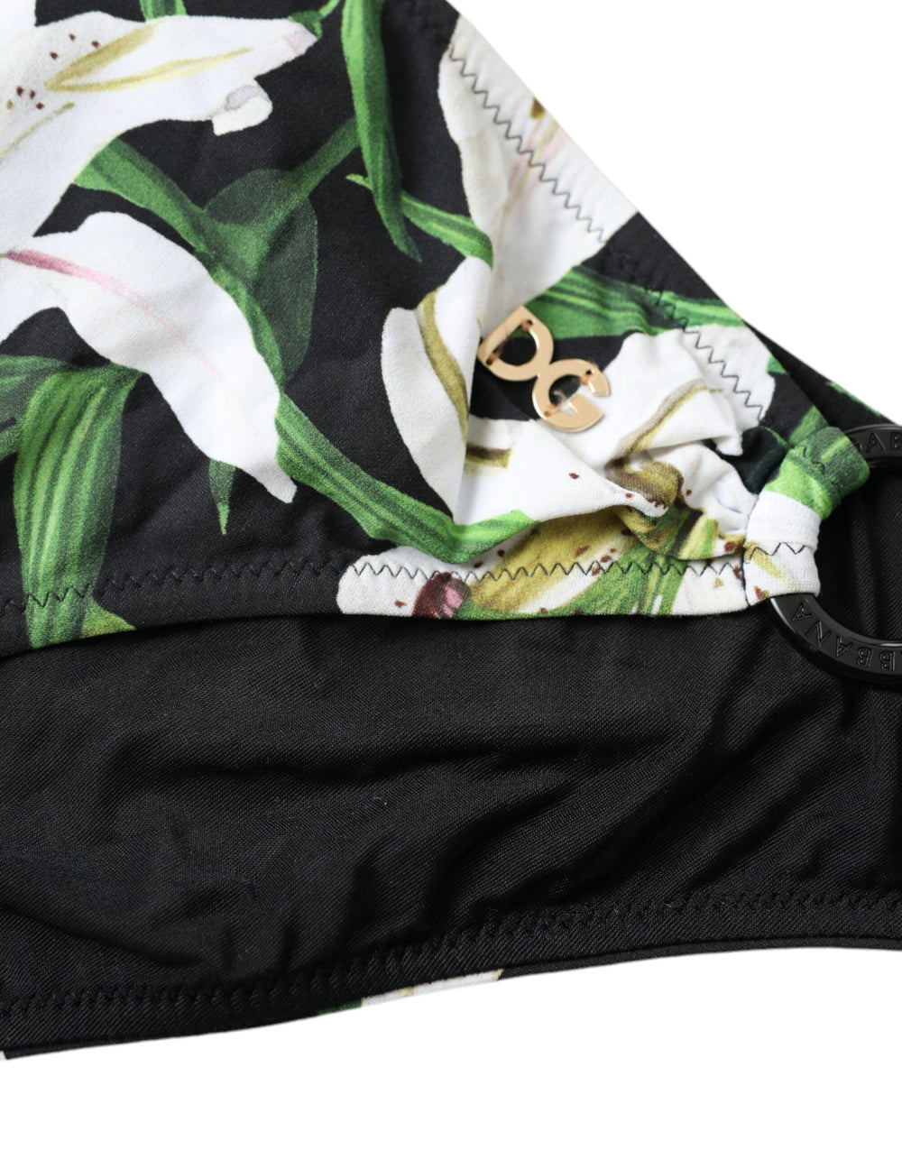 Dolce & Gabbana Black Lily Print Swimwear Bottom Beachwear Bikini - Women’s Swim Briefs