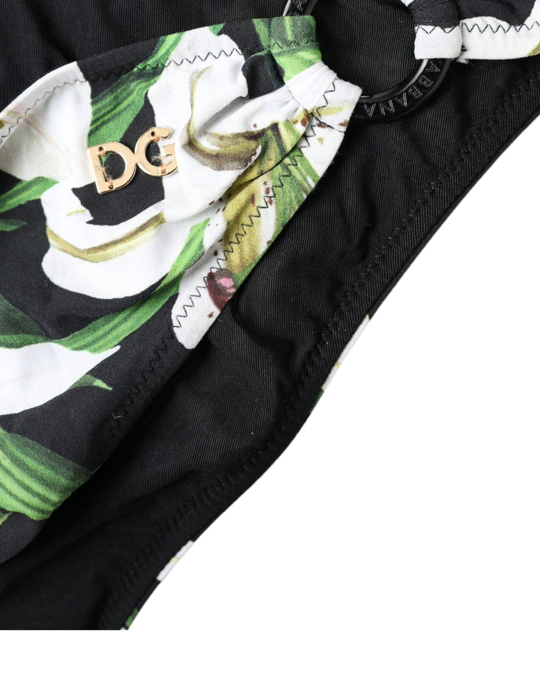Dolce &amp; Gabbana Black Lily Print Swimwear Bottom Beachwear Bikini - Women’s Swim Briefs