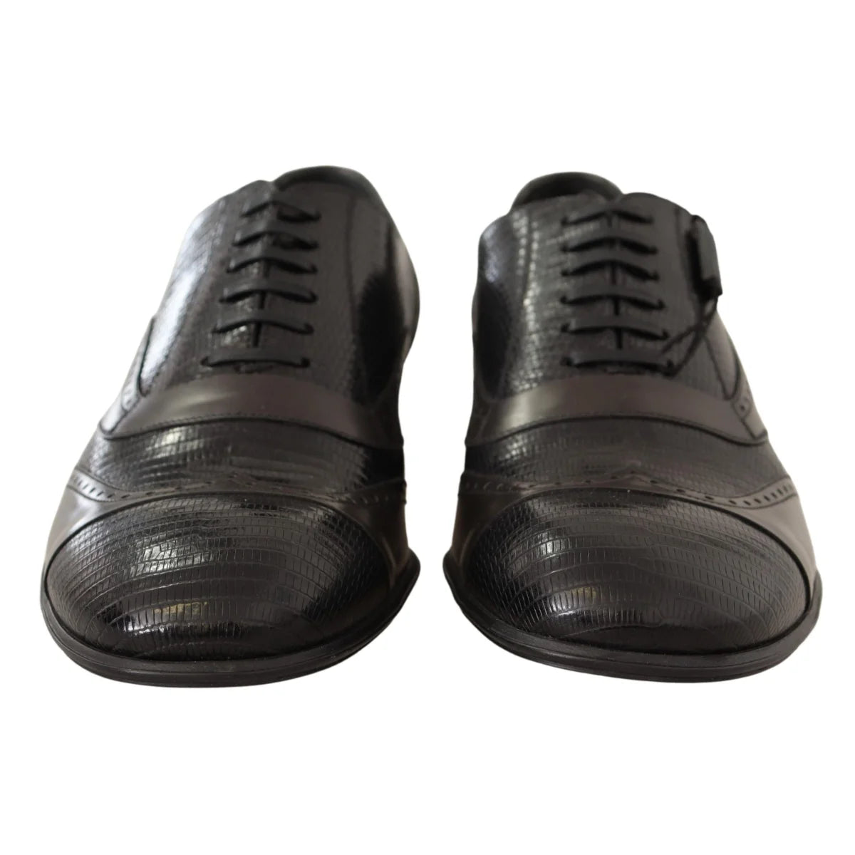 Dolce Gabbana Black Lizard Skin Leather Oxford Masterpiece &