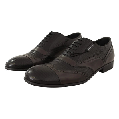 Dolce Gabbana Black Lizard Skin Leather Oxford Masterpiece &