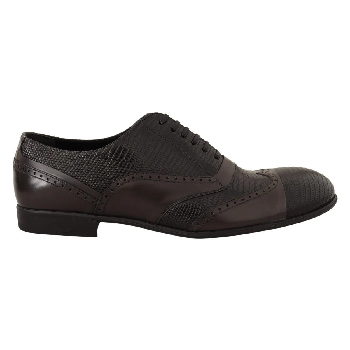 Dolce Gabbana Black Lizard Skin Leather Oxford Masterpiece &