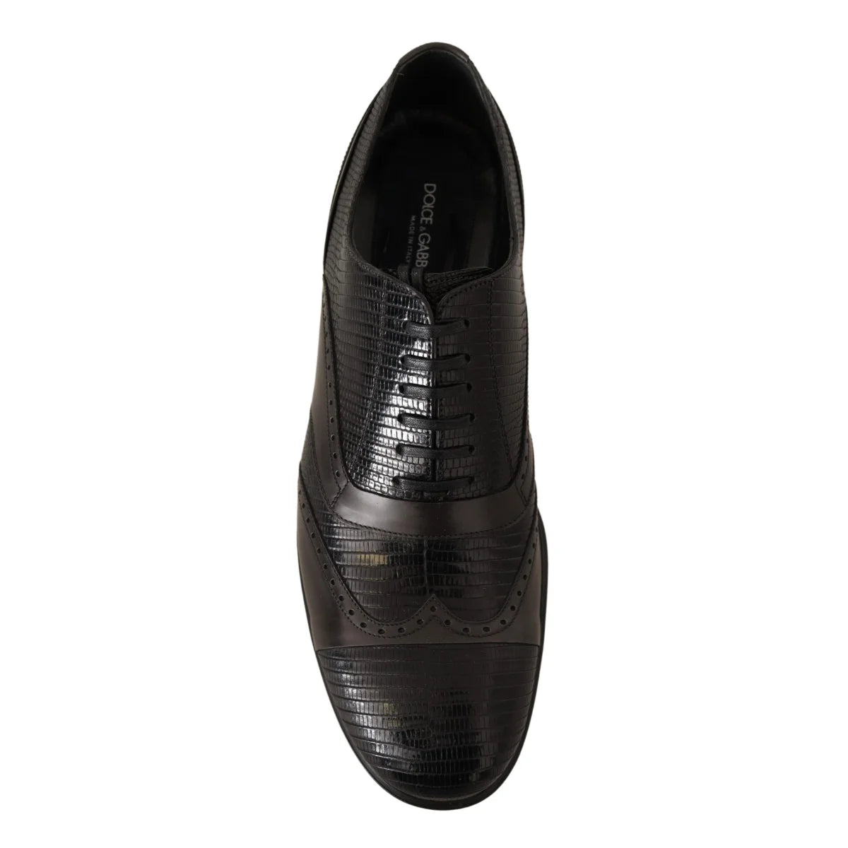 Dolce Gabbana Black Lizard Skin Leather Oxford Masterpiece &