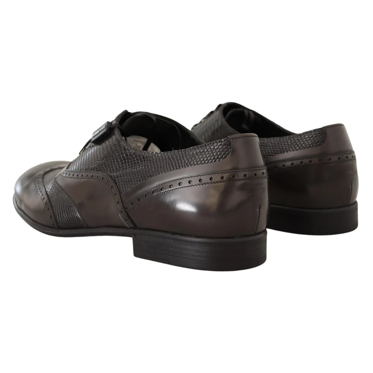 Dolce Gabbana Black Lizard Skin Leather Oxford Masterpiece &