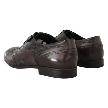 Dolce Gabbana Black Lizard Skin Leather Oxford Masterpiece &