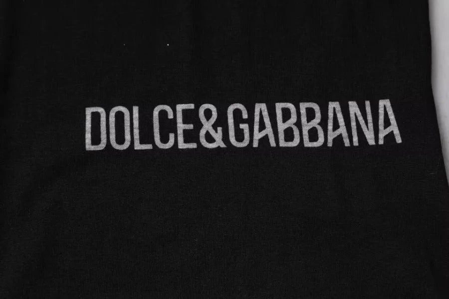Dolce &amp; Gabbana Black Logo Cotton Crew Neck Men Tee T-shirt