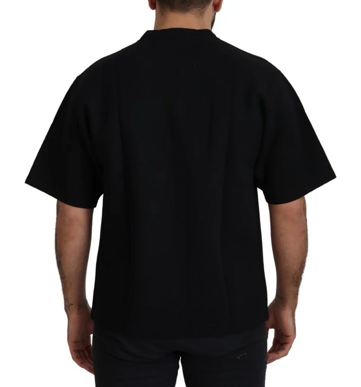 Dolce &amp; Gabbana Black Logo Cotton Crewneck T-shirt