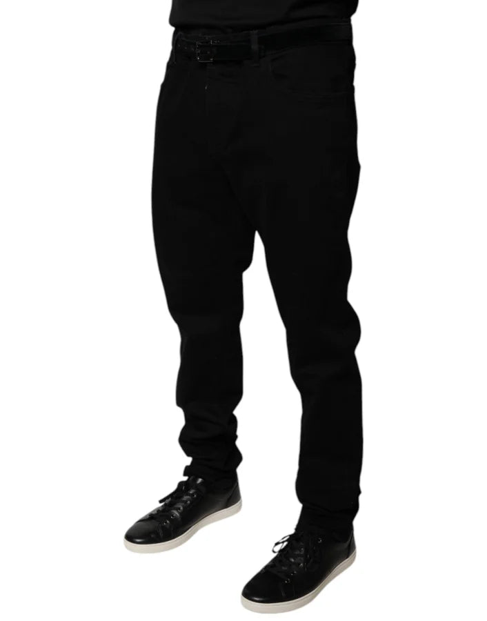 Dolce &amp; Gabbana Black Logo Cotton Stretch Skinny Denim Jeans