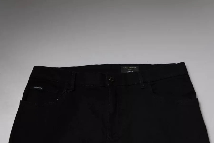 Dolce &amp; Gabbana Black Logo Cotton Stretch Skinny Denim Jeans