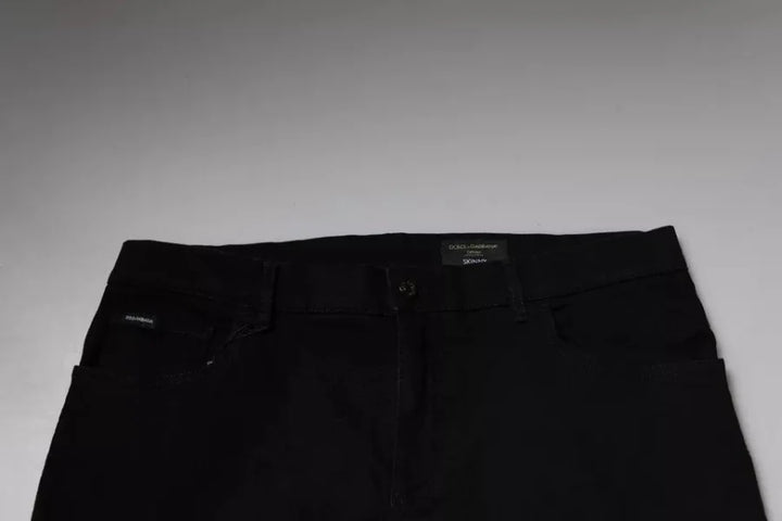 Dolce &amp; Gabbana Black Logo Cotton Stretch Skinny Denim Jeans